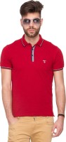 Mufti Solid Men Polo Neck Red T-Shirt
