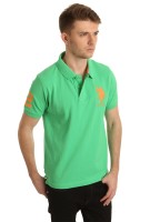 U.S. Polo Assn Solid Men Polo Neck Green T-Shirt