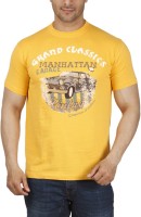Parx Printed Men Fashion Neck Yellow T-Shirt