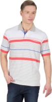 Wilkins & Tuscany Striped Men Polo Neck White T-Shirt