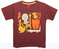 Hussky Boys Printed T Shirt(Maroon, Pack of 1) Hussky Boys Printed T Shirt(Maroon, Pack of 1)