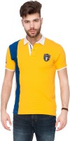 Mufti Solid Men Polo Neck Yellow T-Shirt