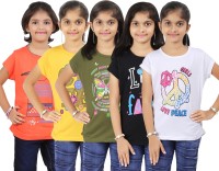 Bes-Tex Girls Printed T Shirt(Multicolor) RS.639.00