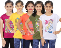 Bes-Tex Girls Printed T Shirt(Multicolor) RS.499.00