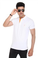 Colors & Blends Solid Men Polo Neck White T-Shirt
