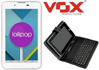 Vox V106, DUAL SIM 3G Calling Quad Core with Android 5.1 Lollipop Tablet WITH keyboard 1 GB RAM 8 GB ROM 7 inch with Wi-Fi+3G Tablet (White)