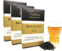 Tassyam Tassyam Black & Gold Tea Rare Organic Handmade 150 grams (3x 50g), Pack of 3 Unflavoured Black Tea Box(150 g)