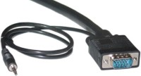 C&E  TV-out Cable 6 feet SVGA 3.5mm Male to Male Audio(Black, For Computer, 1.8288 m)