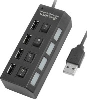 HUB 4 Port USB 2.0 High Speed 480 MBPS With Independent Switches USB Hub(Black)   Laptop Accessories  (Hub)