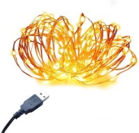 View Quace Copper String 10M 100 LED USB Operated Wire Decorative Lights Diwali Christmas Led Light(Yellow) Laptop Accessories Price Online(Quace)