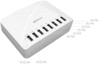 View Smartpro 8port 8 port portable Hub with two 2.4a output port and four 1A output port USB Charger(White) Laptop Accessories Price Online(Smartpro)