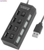 View ACCESSOREEZ 4 Port Usb 2.0 Hub with Individual Power on/off Switches High Speed USB Hub(Black) Laptop Accessories Price Online(ACCESSOREEZ)