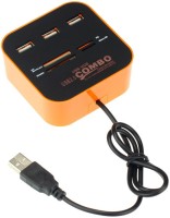View durReey Combo All In One 3 Port Card Reader + USB Hub(Orange) Laptop Accessories Price Online(durReey)