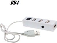 BB4 UNIVERSAL MULTIPURPOSE 4 PORT 2.0 HI SPEED 480 MBPS with ON/OFF Switch and LED Indicator,ATTACHED CABLE USB Hub(White)   Laptop Accessories  (BB4)