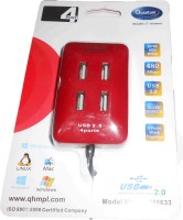 Quantum 4 Port QHM6633 USB Hub(Red)   Laptop Accessories  (Quantum)