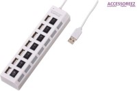 ACCESSOREEZ 4 Port with Individual Power on/off Switches High Speed USB Hub(White)   Laptop Accessories  (ACCESSOREEZ)