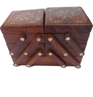 Handicraft THICK SHEESHAM MADE SLIDER BOX OF 5 COMPARTMENTS jewellerryy Vanity Box(BROWN) - Price 398 80 % Off  