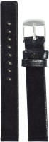 KOLET Glossy Finish B 14 mm Genuine Leather Watch Strap(Black)