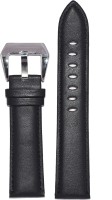 KOLET Plain Padded 24B 24 mm Genuine Leather Watch Strap(Black)