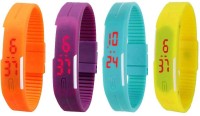 Omen Led Magnet Band Combo of 4 Orange, Purple, Sky Blue And Yellow Digital Watch  - For Men & Women   Watches  (Omen)