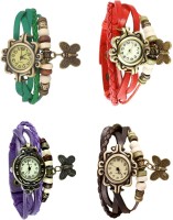 Omen Vintage Rakhi Combo of 4 Green, Purple, Red And Brown Analog Watch  - For Women   Watches  (Omen)