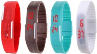 Omen Led Magnet Band Combo of 4 Red, Brown, Sky Blue And White Digital Watch  - For Men & Women   Watches  (Omen)