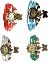 Omen Vintage Rakhi Combo of 4 Red, White, Sky Blue And Green Analog Watch  - For Women   Watches  (Omen)