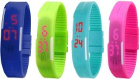 Omen Led Magnet Band Combo of 4 Blue, Green, Sky Blue And Pink Digital Watch  - For Men & Women   Watches  (Omen)