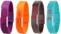 Omen Led Magnet Band Combo of 4 Purple, Orange, Brown And Sky Blue Digital Watch  - For Men & Women   Watches  (Omen)