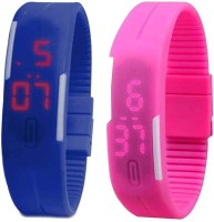 Omen Led Band Watch Combo of 2 Blue And Pink Digital Watch  - For Couple   Watches  (Omen)