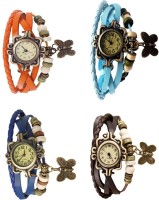 Omen Vintage Rakhi Combo of 4 Orange, Blue, Sky Blue And Brown Analog Watch  - For Women   Watches  (Omen)