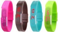 Omen Led Magnet Band Combo of 4 Purple, Brown, Sky Blue And Green Digital Watch  - For Men & Women   Watches  (Omen)