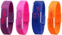 Omen Led Magnet Band Combo of 4 Purple, Pink, Blue And Orange Digital Watch  - For Men & Women   Watches  (Omen)