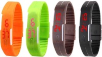Omen Led Magnet Band Combo of 4 Orange, Green, Brown And Black Digital Watch  - For Men & Women   Watches  (Omen)