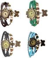 Omen Vintage Rakhi Combo of 4 Brown, Black, Green And Sky Blue Analog Watch  - For Women   Watches  (Omen)