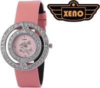 Xeno ZD000409 Diamond Studded Pink Leather Pink Dial Women Analog Watch  - For Women   Watches  (Xeno)