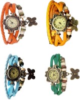 Omen Vintage Rakhi Combo of 4 Orange, Sky Blue, Yellow And Green Analog Watch  - For Women   Watches  (Omen)