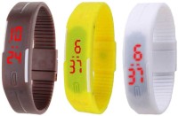 Omen Led Magnet Band Combo of 3 Brown, Yellow And White Digital Watch  - For Men & Women   Watches  (Omen)