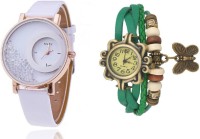 Mxre White-Green-Wrist Analog Watch  - For Women   Watches  (Mxre)