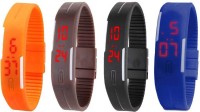 Omen Led Magnet Band Combo of 4 Orange, Brown, Black And Blue Digital Watch  - For Men & Women   Watches  (Omen)