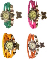 Omen Vintage Rakhi Combo of 4 Green, Yellow, Pink And Orange Analog Watch  - For Women   Watches  (Omen)