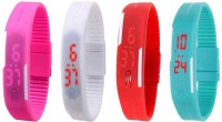 Omen Led Magnet Band Combo of 4 Pink, White, Red And Sky Blue Digital Watch  - For Men & Women   Watches  (Omen)