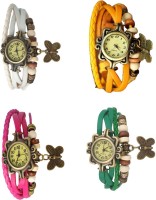 Omen Vintage Rakhi Combo of 4 White, Pink, Yellow And Green Analog Watch  - For Women   Watches  (Omen)