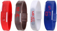 Omen Led Magnet Band Combo of 4 Red, Brown, White And Blue Digital Watch  - For Men & Women   Watches  (Omen)