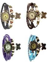 Omen Vintage Rakhi Combo of 4 Black, Purple, Brown And Sky Blue Analog Watch  - For Women   Watches  (Omen)