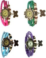Omen Vintage Rakhi Combo of 4 Pink, Sky Blue, Green And Purple Analog Watch  - For Women   Watches  (Omen)