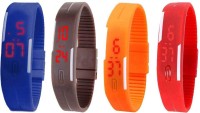 Omen Led Magnet Band Combo of 4 Blue, Brown, Orange And Red Digital Watch  - For Men & Women   Watches  (Omen)