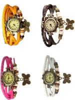 Omen Vintage Rakhi Combo of 4 Yellow, Pink, Brown And White Analog Watch  - For Women   Watches  (Omen)