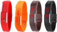 Omen Led Magnet Band Combo of 4 Red, Orange, Brown And Black Digital Watch  - For Men & Women   Watches  (Omen)