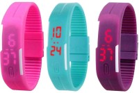 Omen Led Band Watch Combo of 3 Pink, Sky Blue And Purple Digital Watch  - For Couple   Watches  (Omen)